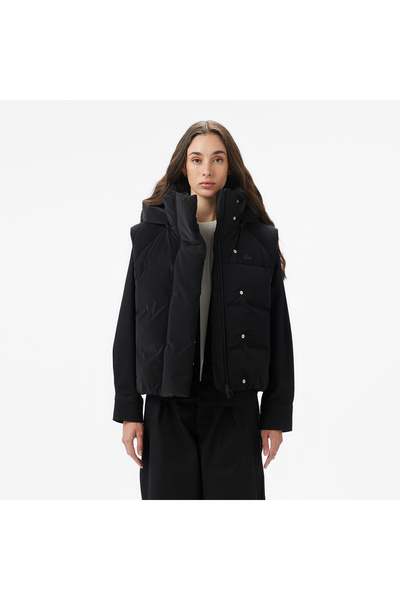 Lacoste Kadın Kapüşonlu Siyah Yelek