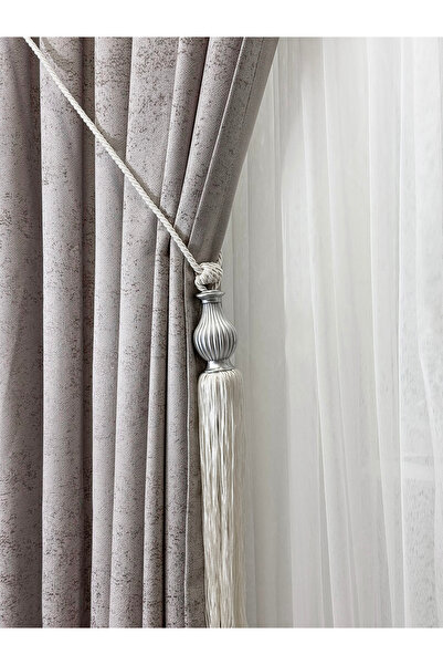 cheap's home Luxury Knob Detail Tassel Ceiling Hanging Valance Curtain Accessory (Braçol)