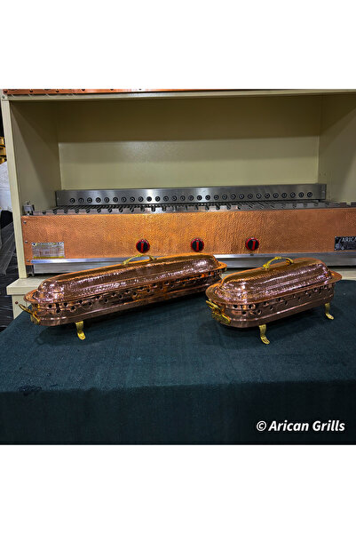 Arıcan 90 cm Isıtmalı Bakır Lav Taşlı Jel Yakıtlı Servis Tabağı