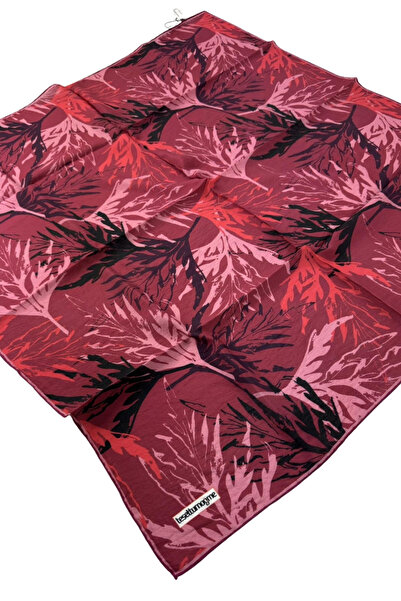 Tesettürnağme وشاح إيكوزين TN2105 بنمط زهور 12-مرجان-برتقالي-أسود