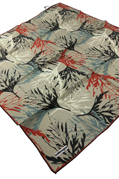 Tesettürnağme Eșarfă EcoZen TN2105 Motiv floral 05-Dore-Portocaliu-Antracit