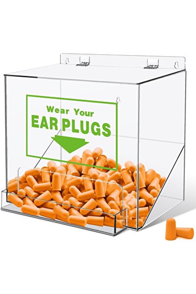 Slasa 12'' x 13'' x 8'' Compact Ear Plug Dispenser with Cover and Front Pocket