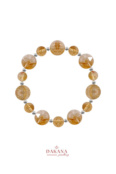 DAKANA JEWELLERY Certified Citrine Gemstone 6 mm Faceted Round Natural Stone Bracelet
