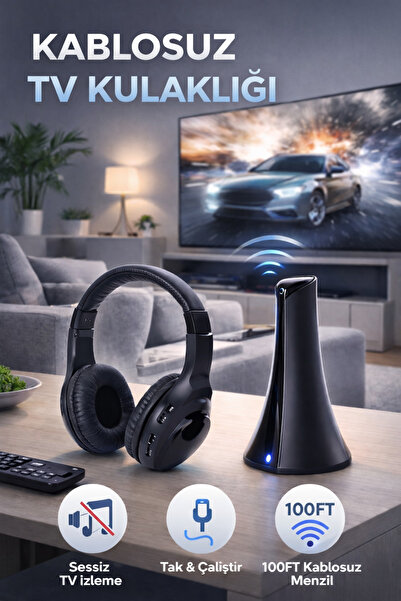 HMO Store Deluxe Wireless Stereo Kablosuz Kulaklık Dahili Radyo TV,PC, Telefon, PS Uyumlu (İthalatçıGarantili)