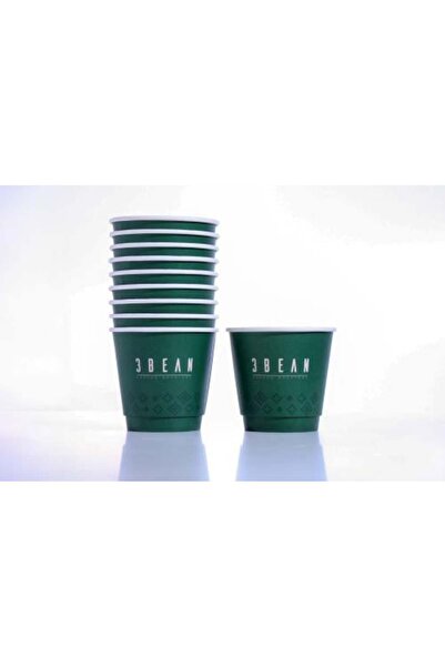3bean Pack of 10 green paper cups - 9 oz size, Three Bean