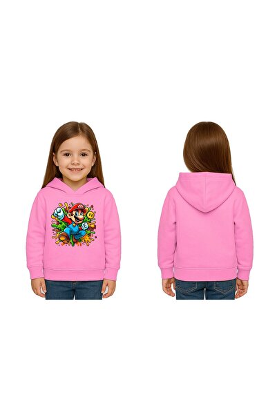 SEDİRLİ سترة سوبر ماريو مطبوع للأطفال للجنسين بغطاء للرأس و3 خيوط مزخرفة