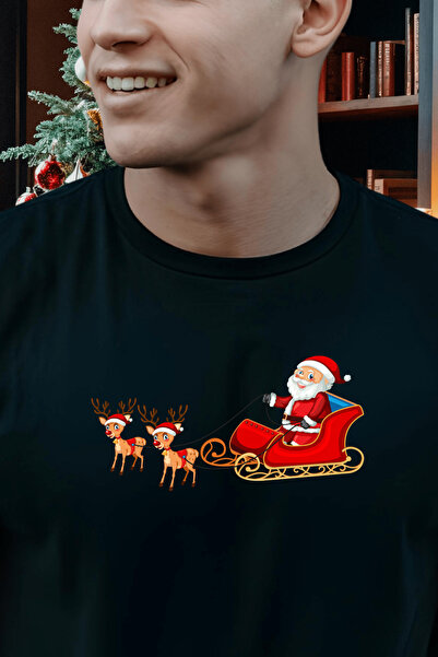 Free Tarz تي شيرت عيد الميلاد الفاخر من سانتا كلوز مع غزال