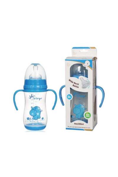 SunDelight زجاجة رضاعة أطفال بمقبض مزدوج وفوهة عريضة من البولي بروبيلين، سعة ...