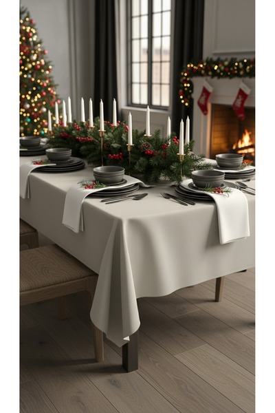 kesenegore Premium Duck Fabric Stain Resistant, Thick Textured Tablecloth for Christmas