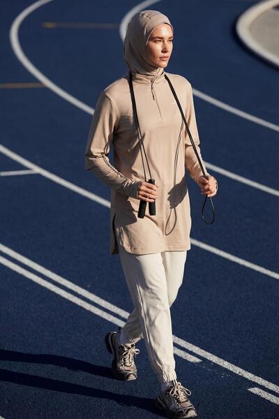 Haşema Active H-Per Fit Μπλούζα προπόνησης με φερμουάρ στο λαιμό, από μινκ, γ...