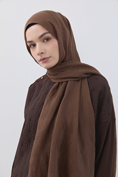 Nihan Logo Desen Naia Pamuk Şal Sütlü Kahve