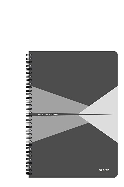 Leitz Caiet de birou Office, PP, FSC, reciclabil, A5, 90 coli, cu spira, matematica, gri