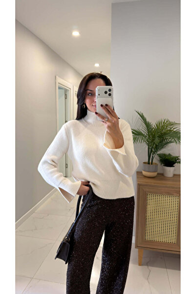 BİRCANÇİL Tricotaj Wersaj cu mâneci crem cu fantă