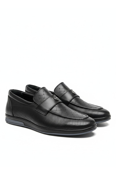 shot night Genuine Leather Buckle Detailed Comfortable Fit Men's Shoes