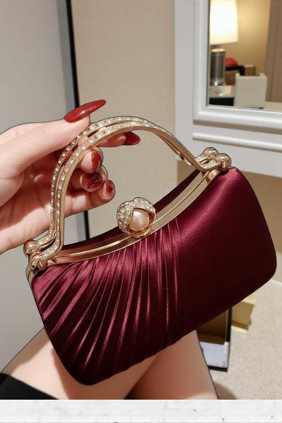 ELENAS Satin Evening Dress Bag Clutch/Handbag Zircon Stone Evening Dress Stylish Bag Is an Elegant Design