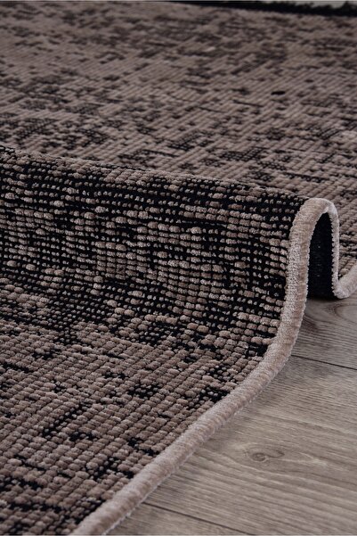 Lexa Dark Beige Color Detailed Soft Woven Rug Modern Design Living Room Kitch...