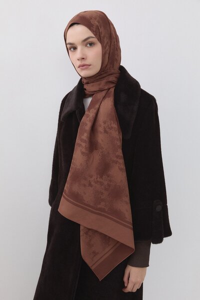 Nihan Dalga Desen Naia Pamuk Şal Kahve