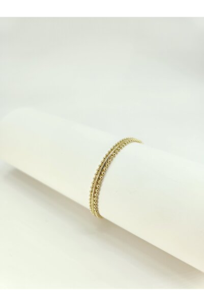 XUPING JEWELRY Yuvarlak Top Detaylı Bileklik | 14K Altın Kaplama Xupıng | 18 cm