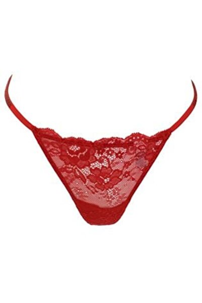 OEM Red Lace String Panties with Rhinestones