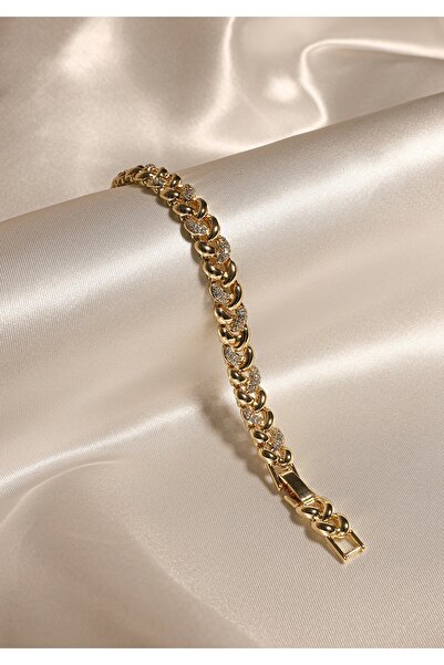 XUPING JEWELRY Xuping Taşlı Gurmet Gold Bileklik – 14K Altın Kaplama Çelik