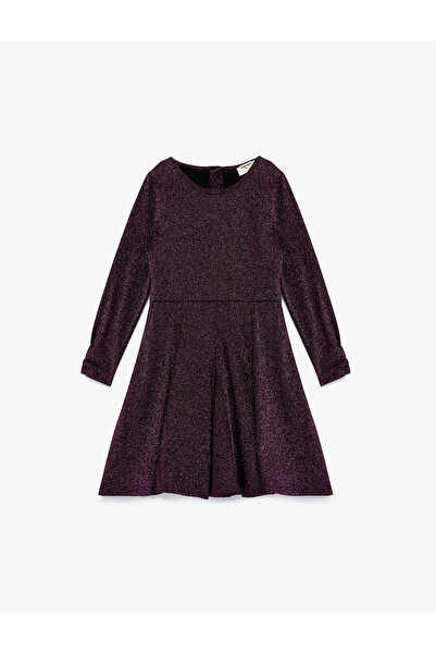 Koton Sim Detaylı Uzun Kollu Bisiklet Yaka Elbise