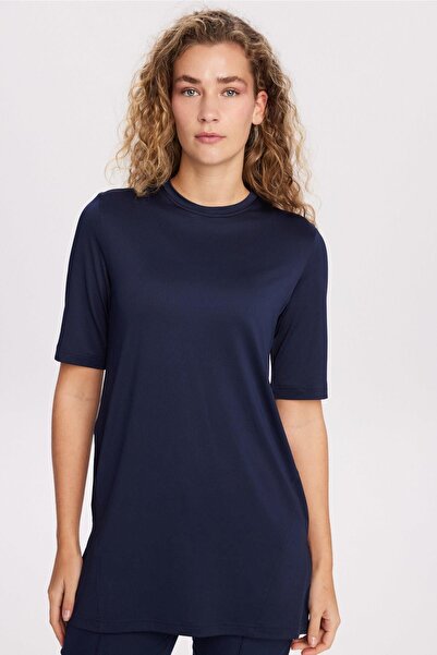 Haşema Active Half Sleeve Navy Blue Training Top-T-Shirt Act-46