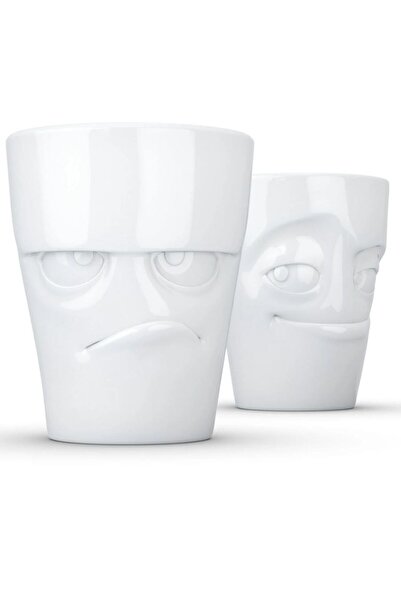 TASSEN Grumpy & Impish- beyaz ikili bardak seti, 350 ml