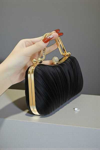 ELENAS Μαύρη σατέν τσάντα βραδινού φορέματος/τσάντα χειρός Η τσάντα βραδινού ...