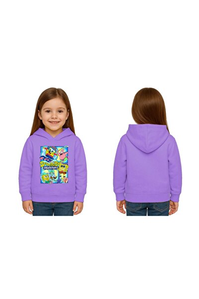 SEDİRLİ Унисекс детска суитшърт с качулка и принт на СпонджБоб с 3-нишко ребра
