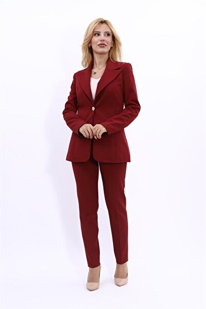 ÖNDER ÖZSOY Single Button Classic Blazer Jacket & Slim Leg Pants Women's Suit...