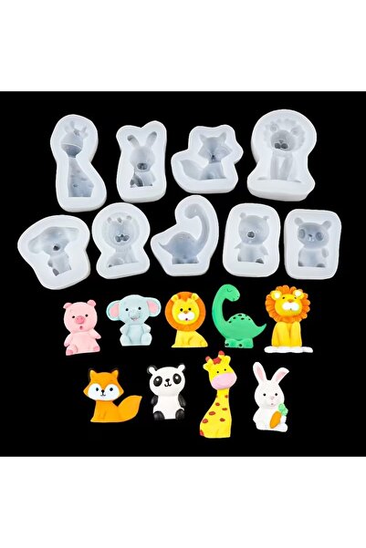 Elif Hobi 9 parça hayvan figür silikon kalıp