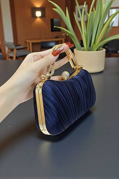 Famels Navy Blue Evening Dress Bag Handbag/Clutch Bag with Zircon Stones Even...