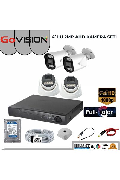 Go Vision 4 KAMERALI 5MP LENS 1080P FULLHD, WARMLED, FULLCOLOR, SU GEÇİRMEZ 4...