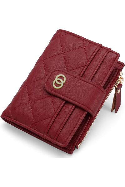 NALACAL Minimalist Small Zipper Wallets for Women, Slim Bifold PU Leather Holder Wallets