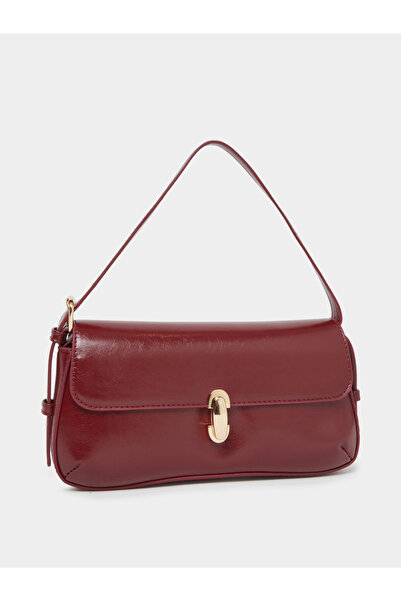 Styli حقيبة كتف من الجلد العنابي