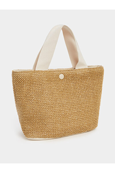 Styli Contrast Handle Handbag with Button Closure