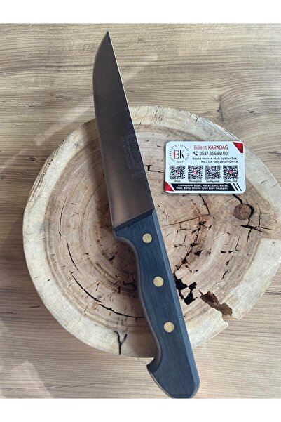 Karadağ 🔪 SÜRMENE Profesyonel 25 Yıllık Sarı Perçim 16,5 cm – El Yapımı Dövm...