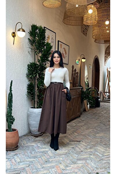 MY GRS ÜST KAŞKORSE ALT POPLİN KEMERLİ ELBİSE