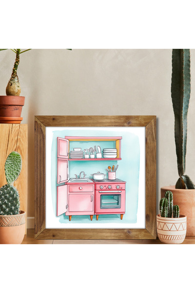 woodhomeworks One Piece Real Wood Framed Decor Pictură pătrată