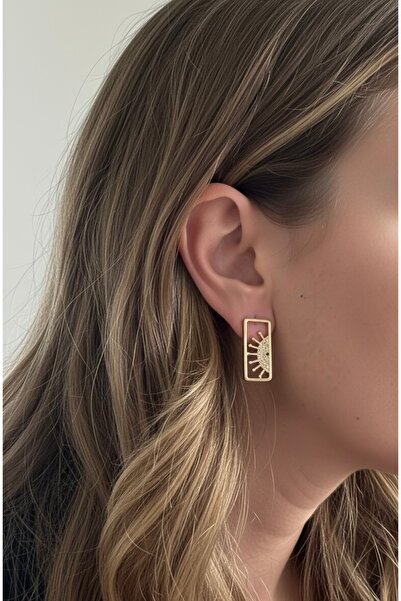 vina's atelier Rectangular Sun Steel Earrings