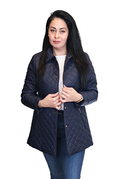 Blues Outlet معطف نسائي بنمط مربعات - أزرق داكن