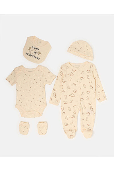REDTAG Baby Beige Printed Gift Set (5 Piece)