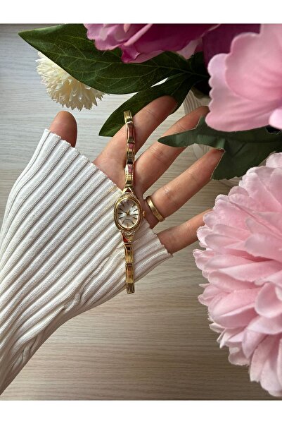 rubsey Retro Minimal Metal Kordon Vintage Kadın Kol Saati Altın