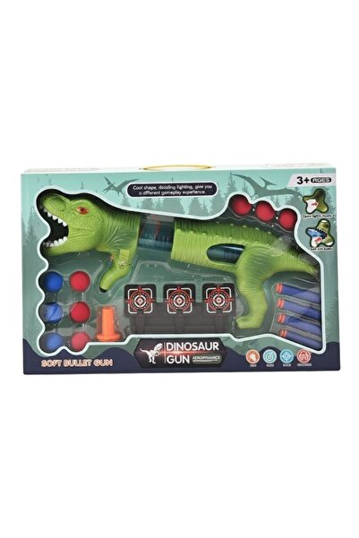 Premium مجموعة مسدسات سهام إسفنجية على شكل ديناصورات - مسدس تي ريكس أخضر مع هدف