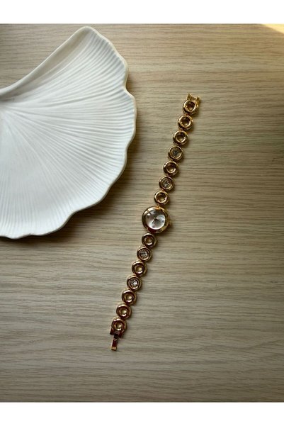 rubsey Retro Minimal Metal Cord Vintage Women's Wristwatch Gold Round