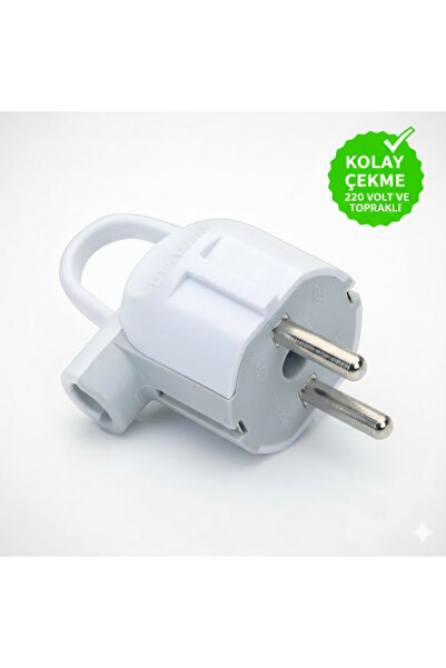 nelerbulurum Yüksek Kalite Halkalı Topraklı Erkek L Fiş - Pratik Prizden Çıkarma Aparatlı Beyaz L Fiş