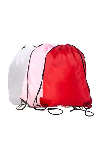 OEM Set 3 rucsacuri pastelate pentru încălțăminte, haine de schimb, jucării sau fitness, unisex, roz, alb, roșu