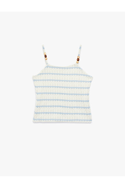 Koton Bead Detailed Strappy Crew Neck Striped Tank Top