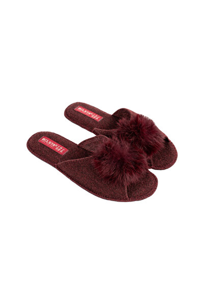 Belsta Papuci de casă cu blăniță naturală, culoare bordo, marimea 38