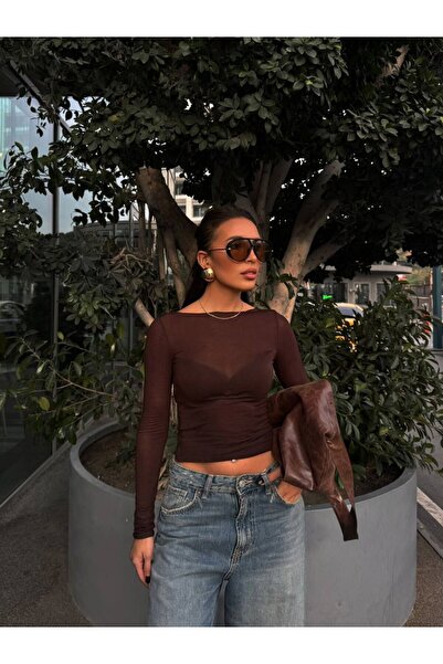 FREZZBİ Boat Neck Modal Cashmere Ultra Light Thin Blouse